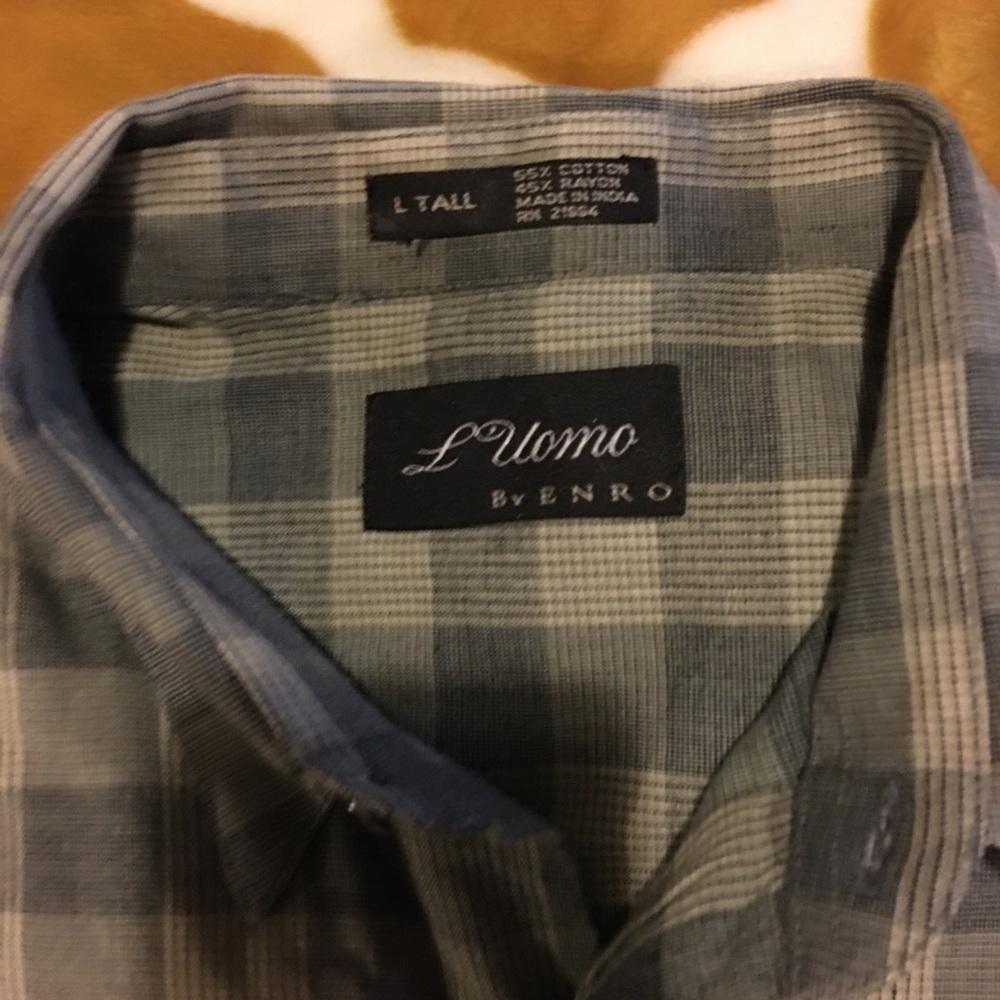 Green Plain Enro button down size L Tall - Picture 6 of 6
